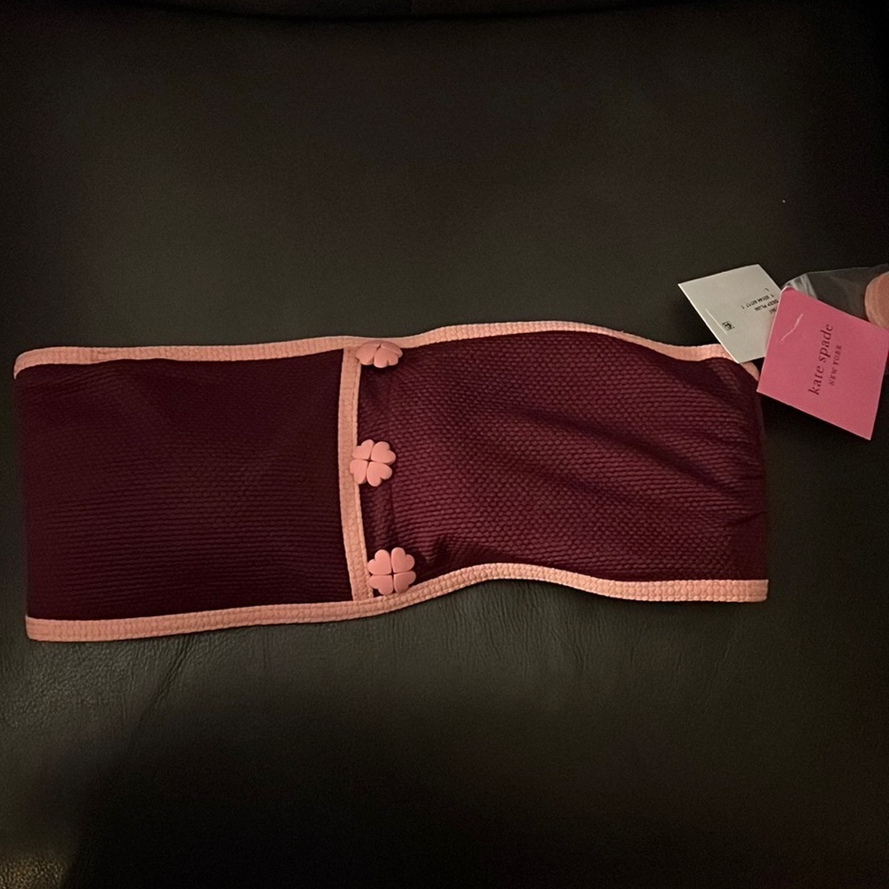 Kate spade new york contrast bandeau bikini top in deep plum NWT - Picture 4 of 7